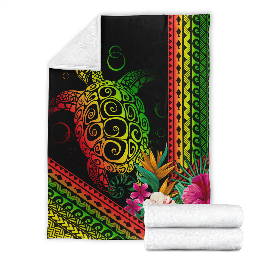 Hawaii Premium Blanket Turtle Polynesian Pattern Reggae Color
