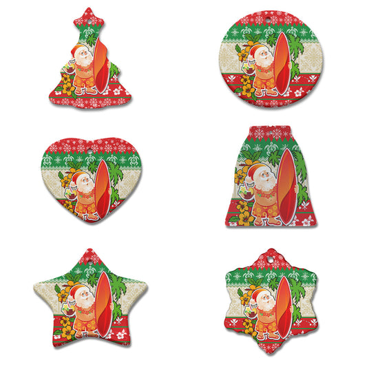 Hawaii Ceramic Ornament Christmas Santa Surfing