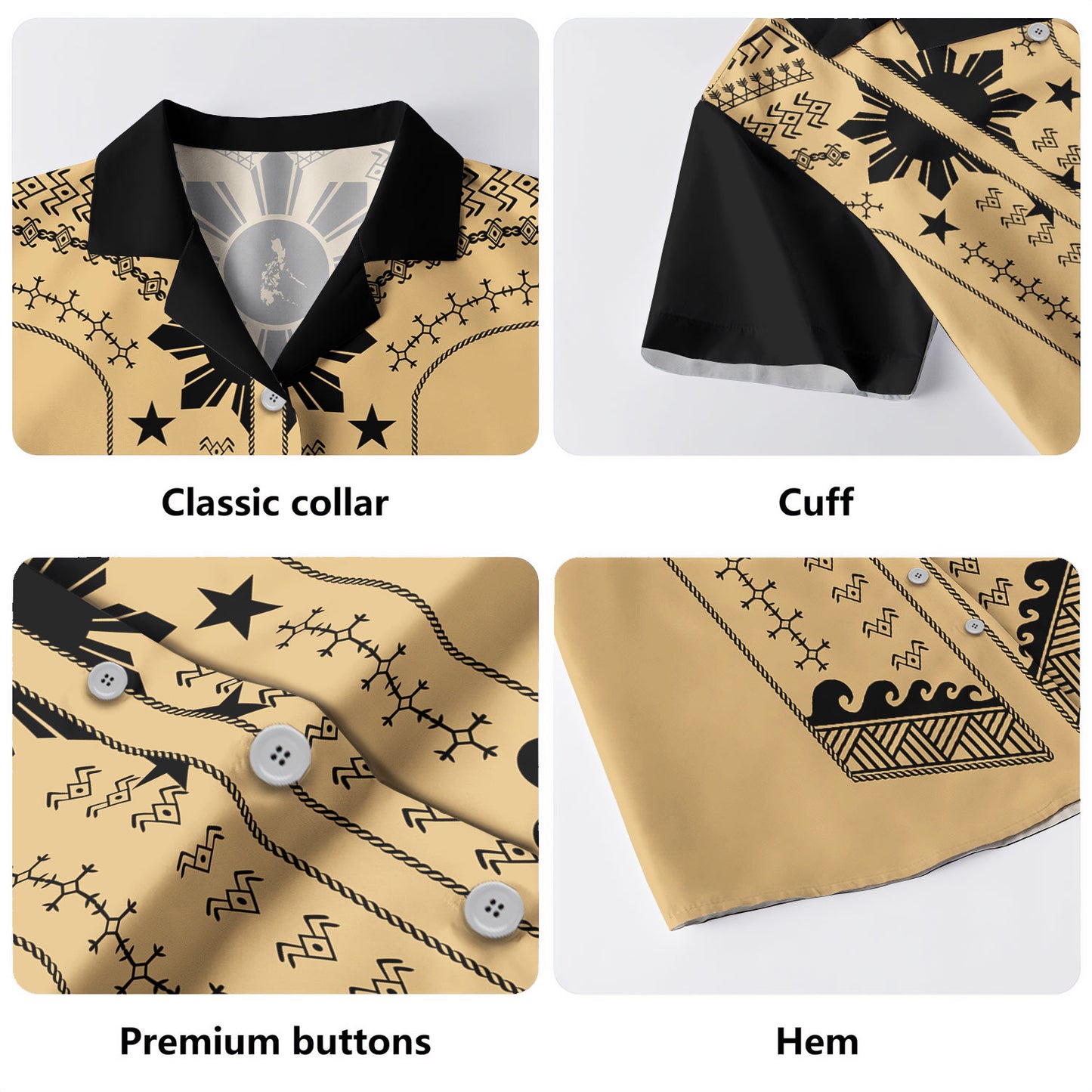 Philippines Filipinos Hawaiian Shirt Sun Tattoo Motifs Designs