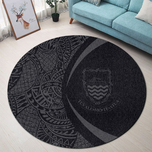 Tuvalu Round Rug Lauhala Gray Circle Style