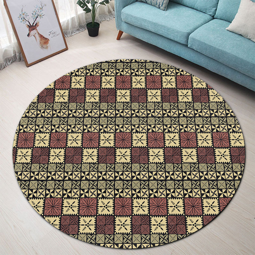 Tonga Round Rug Ngatu Style