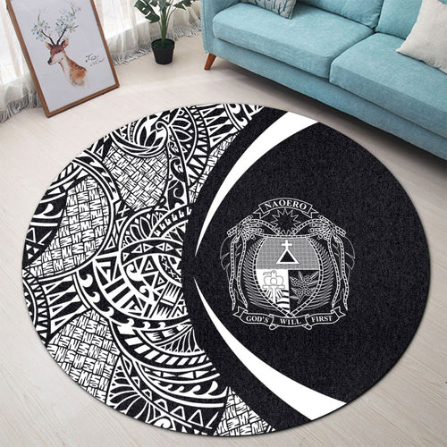 Nauru Round Rug Lauhala White Circle Style