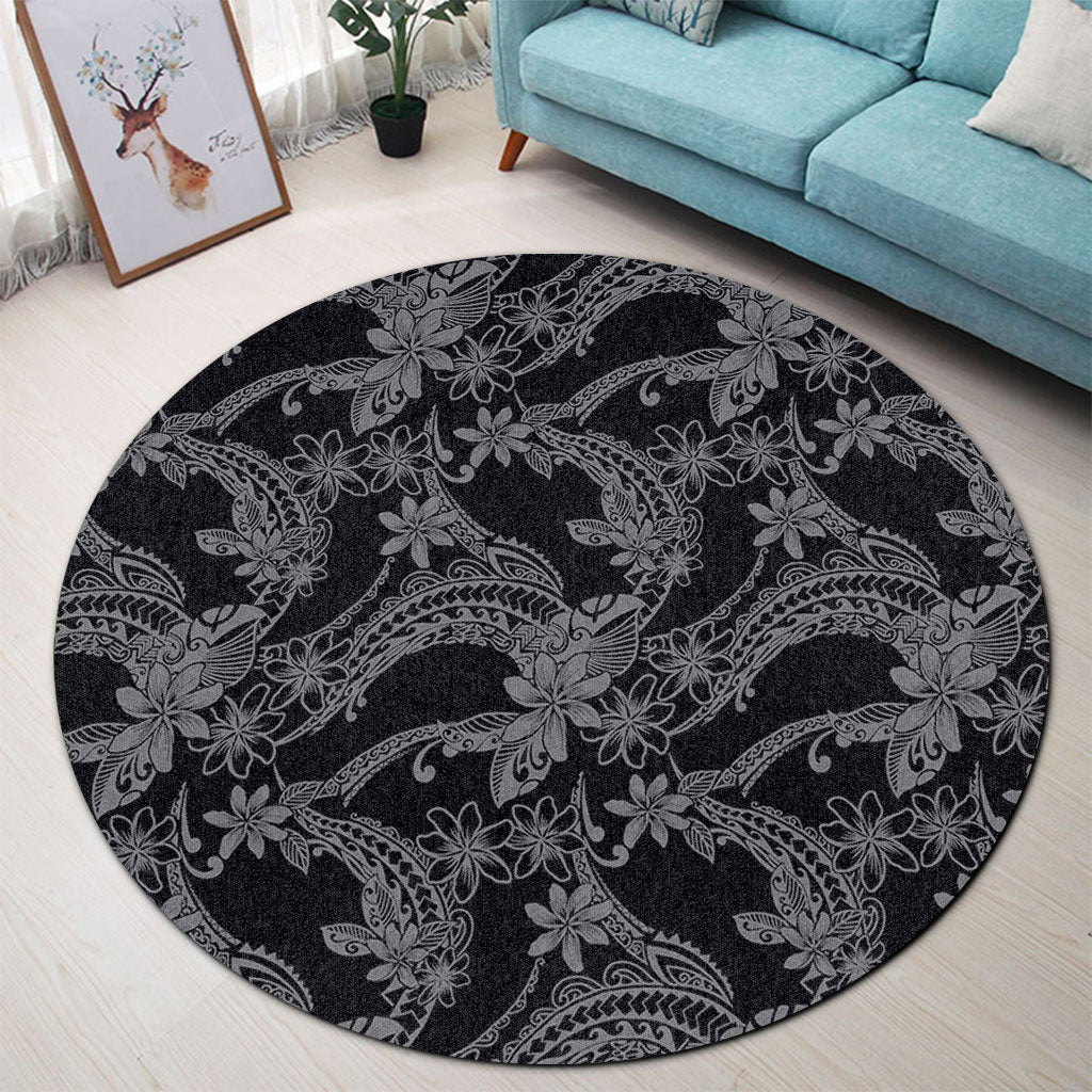 Hawaii Round Rug Polynesian Print Fabric And Flower