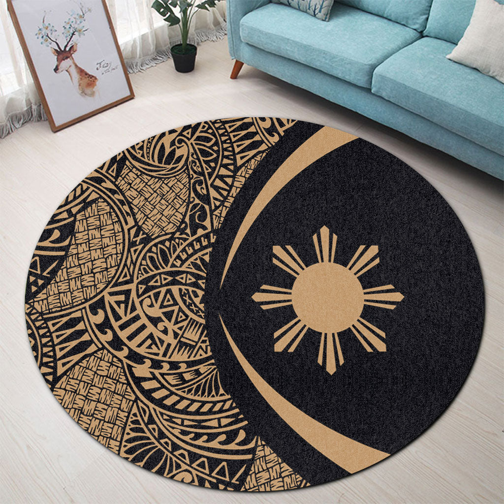 Philippines Filipinos Round Rug Lauhala Gold Circle Style