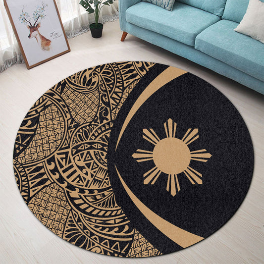 Philippines Filipinos Round Rug Lauhala Gold Circle Style