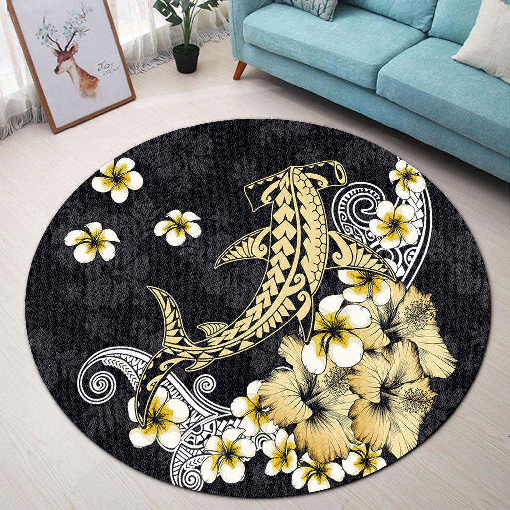 Hawaii Round Rug Hammerhead Shark Gold Tropical