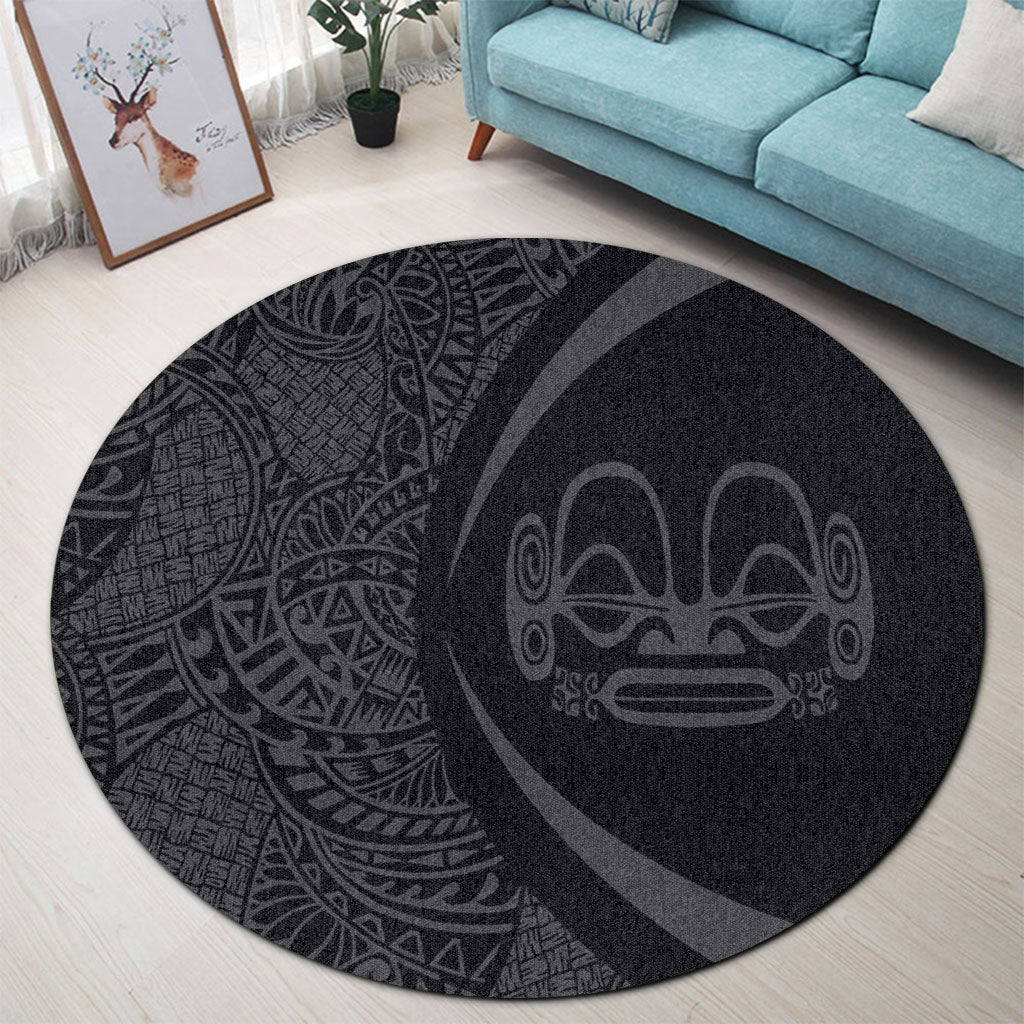 Marquesas Islands Round Rug Lauhala Gray Circle Style