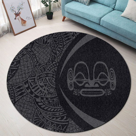 Marquesas Islands Round Rug Lauhala Gray Circle Style