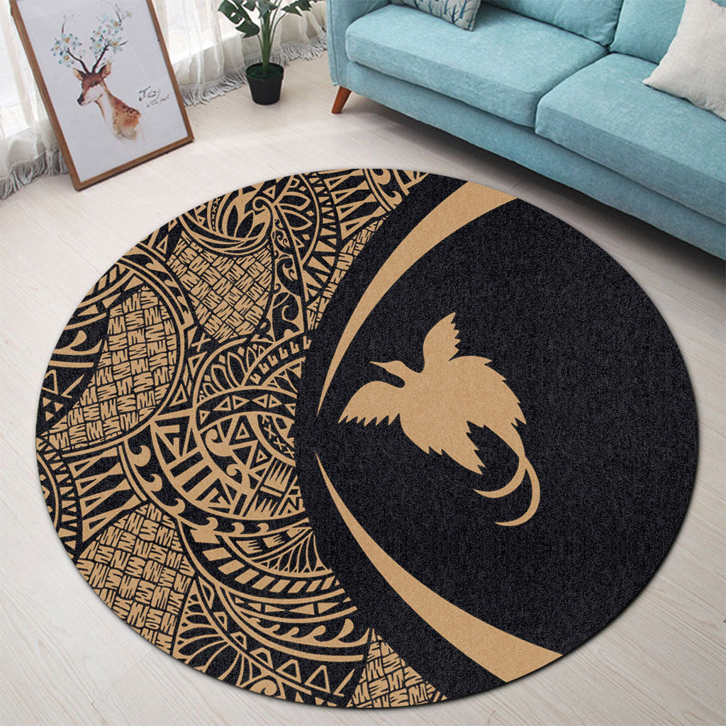 Papua New Guinea Round Rug Lauhala Gold Circle Style