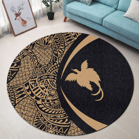 Papua New Guinea Round Rug Lauhala Gold Circle Style