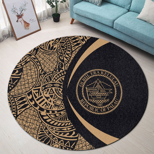Palau Round Rug Lauhala Gold Circle Style