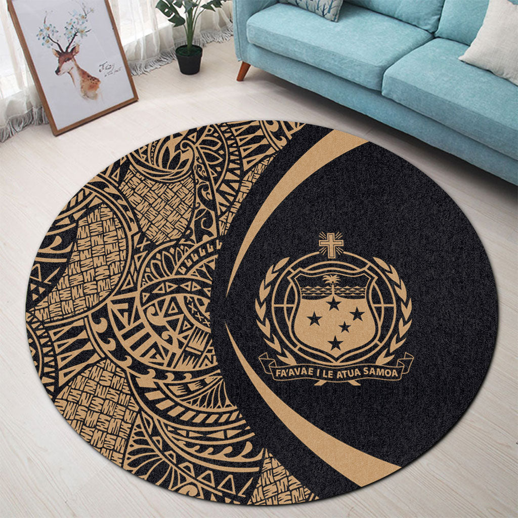 Samoa Round Rug Lauhala Gold Circle Style