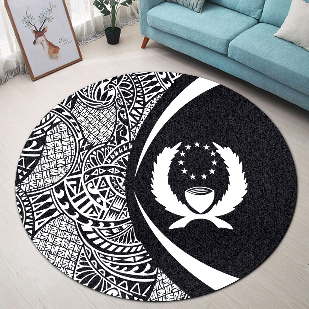 Pohnpei State Round Rug Lauhala White Circle Style