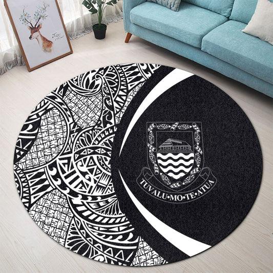 Tuvalu Round Rug Lauhala White Circle Style