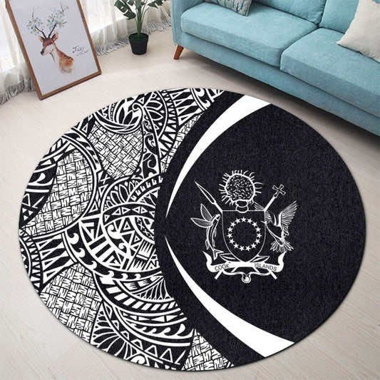 Cook Islands Round Rug Lauhala White Circle Style