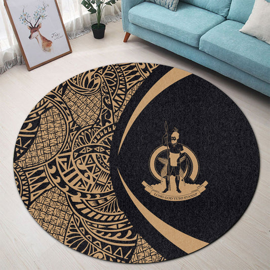 Vanuatu Round Rug Lauhala Gold Circle Style