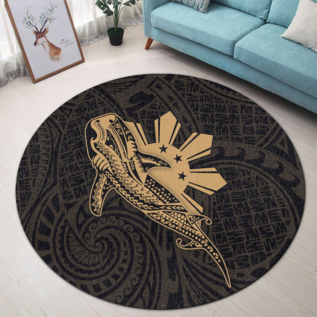 Philippines Filipinos Round Rug Tribal Whale Shark