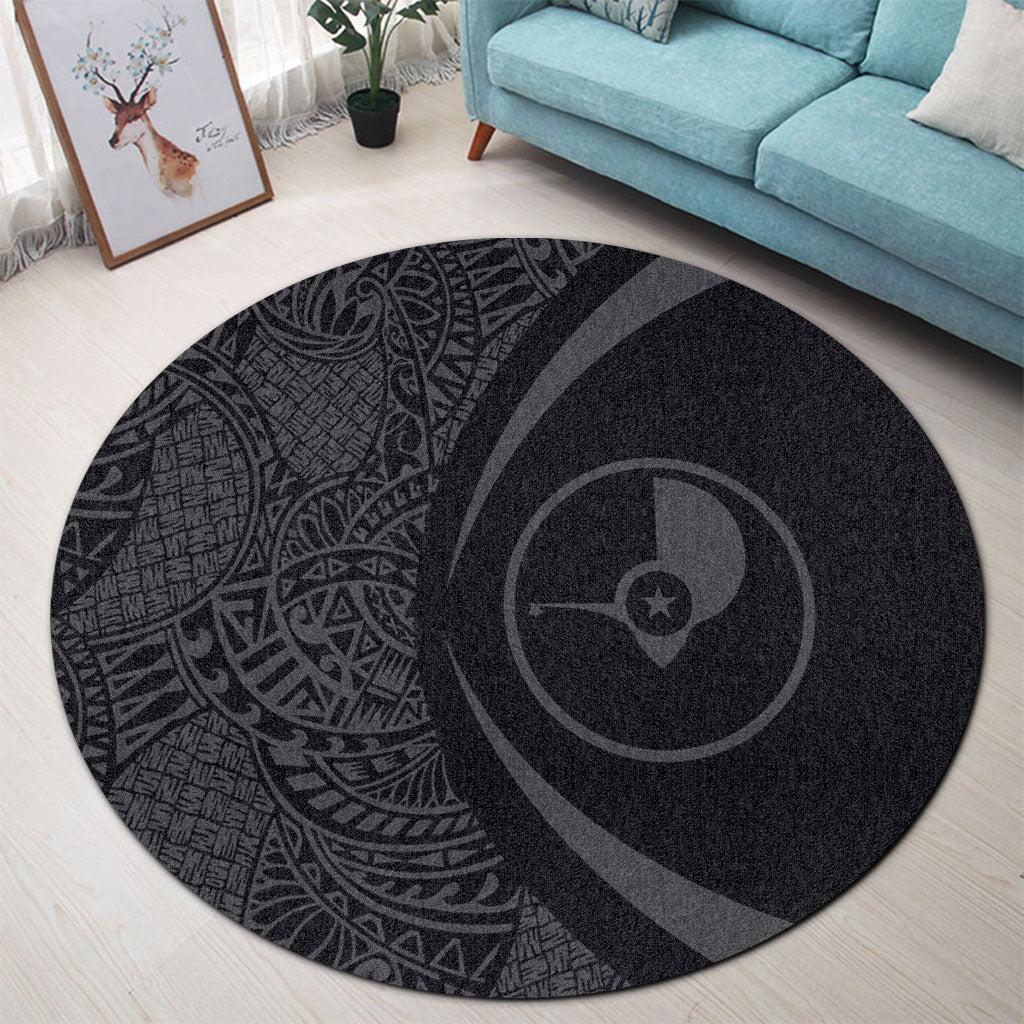 Yap State Round Rug Lauhala Gray Circle Style