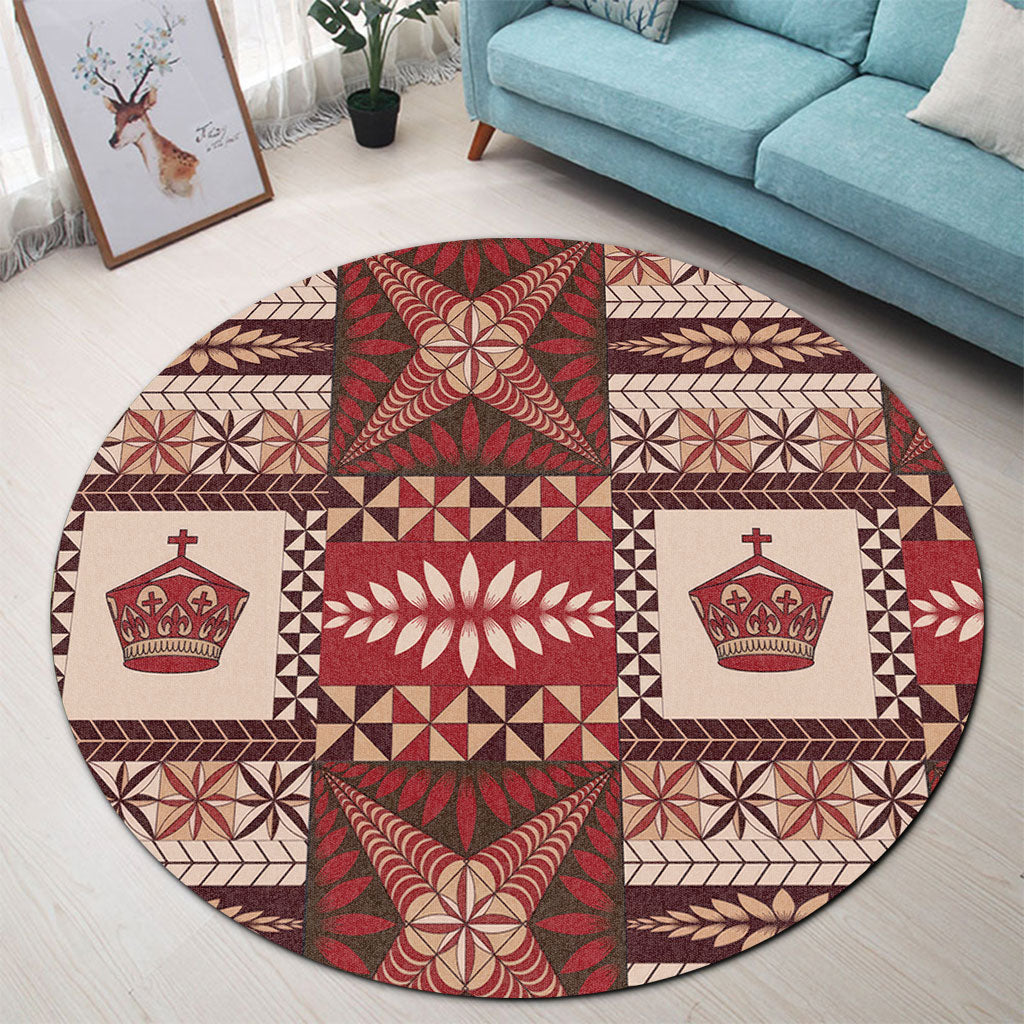 Tonga Round Rug Ngatu Pattern