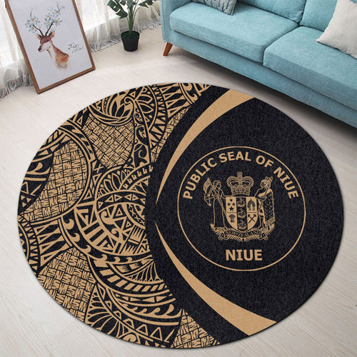 Niue Round Rug Lauhala Gold Circle Style