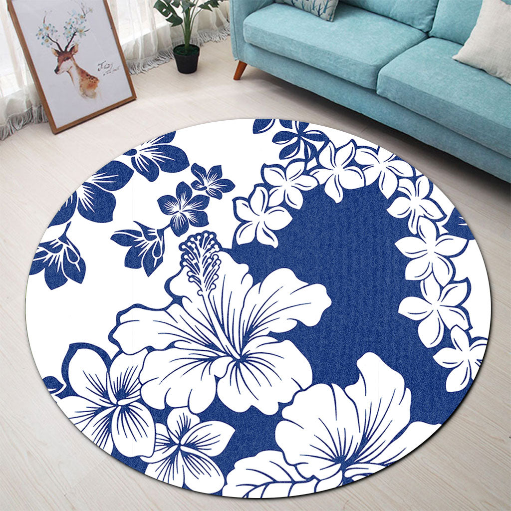 Hawaii Round Rug Polynesia Fabric Floral