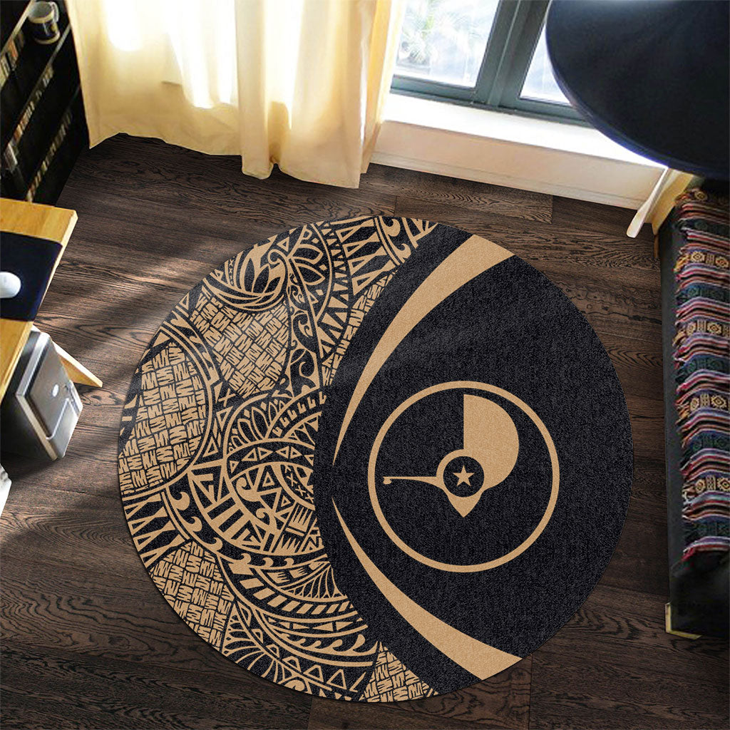 Yap State Round Rug Lauhala Gold Circle Style