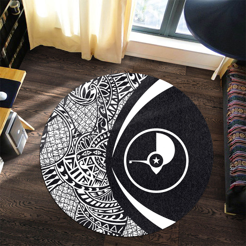 Yap State Round Rug Lauhala White Circle Style