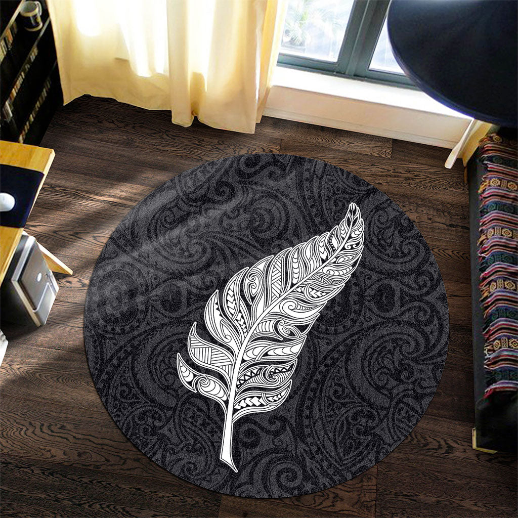 New Zealand Round Rug Maori Silver Fern Simple Style