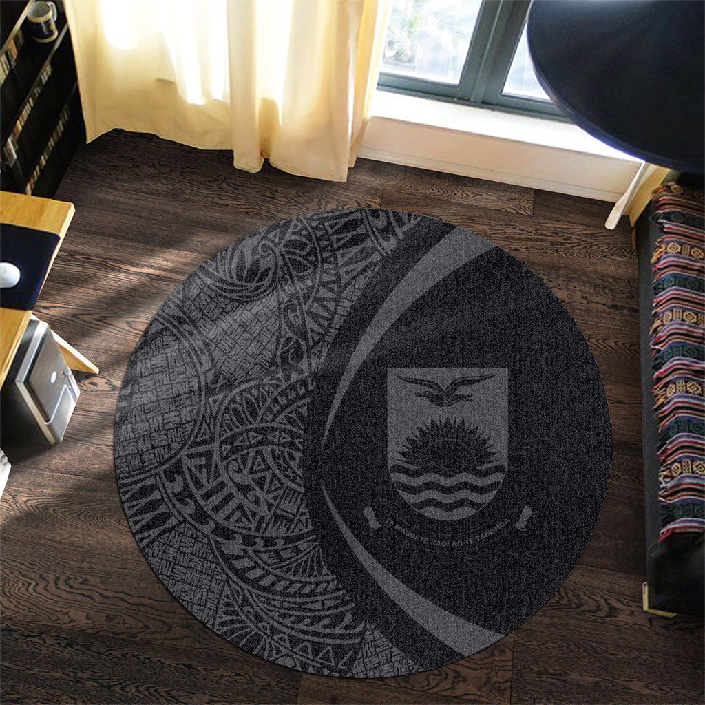 Kiribati Round Rug Lauhala Gray Circle Style