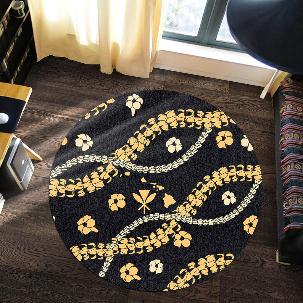 Hawaii Round Rug Curve Floral Lei