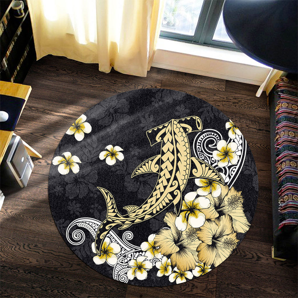Hawaii Round Rug Hammerhead Shark Gold Tropical