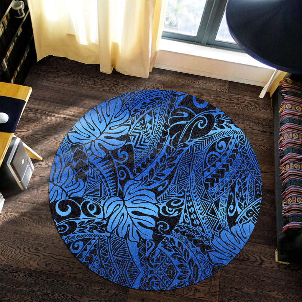 Hawaii Round Rug Tribal Polynesian Pattern Leaf