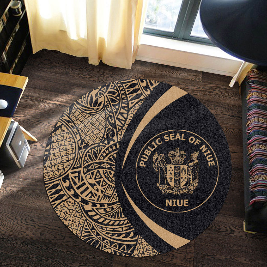 Niue Round Rug Lauhala Gold Circle Style