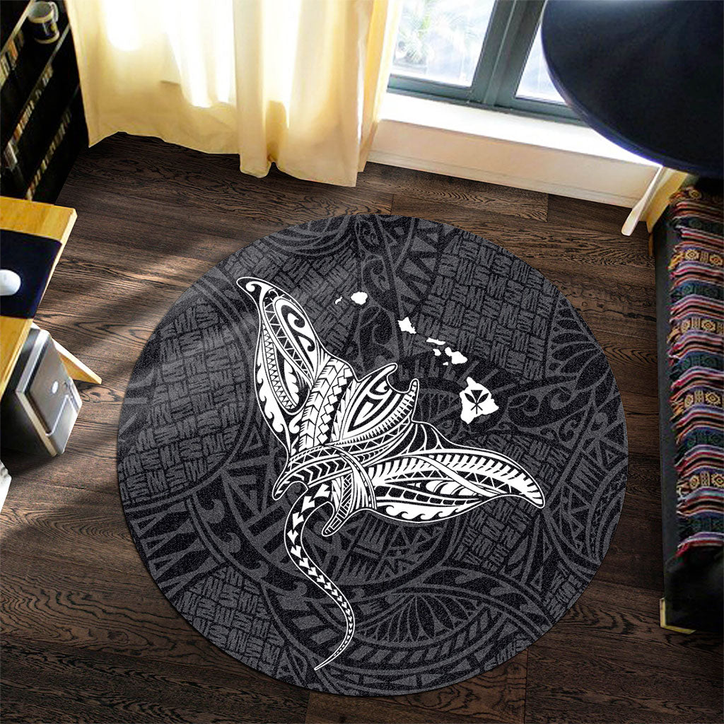 Hawaii Round Rug Hawaiian Map Polynesian Tribal Ray Tattoo