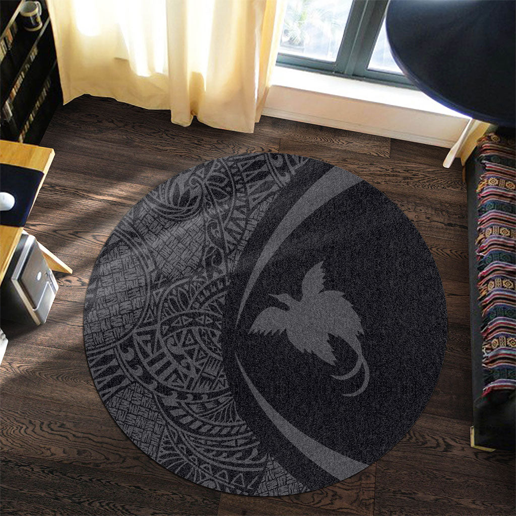 Papua New Guinea Round Rug Lauhala Gray Circle Style