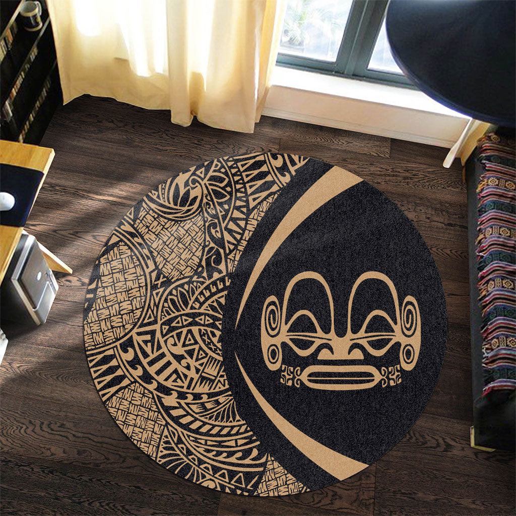 Marquesas Islands Round Rug Lauhala Gold Circle Style