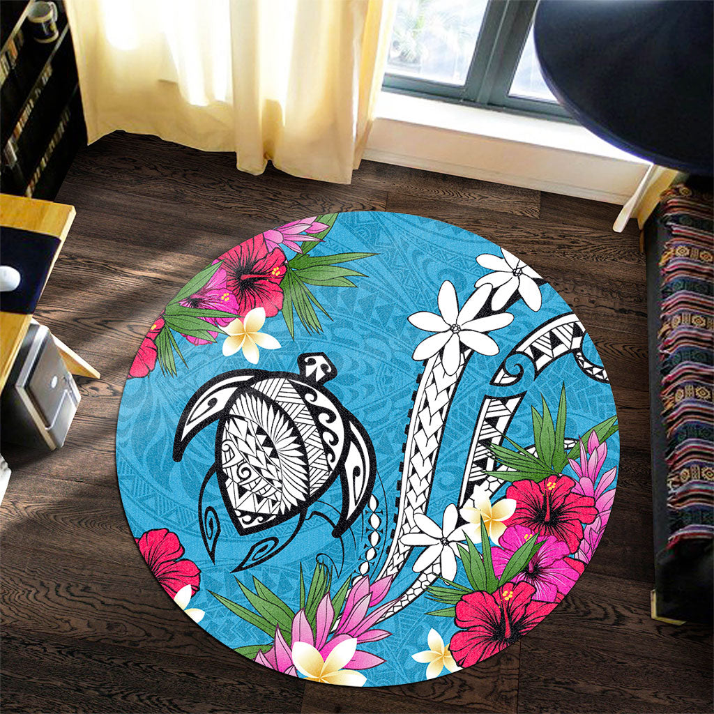 Hawaii Round Rug Tribal Polynesia Tropical Summer