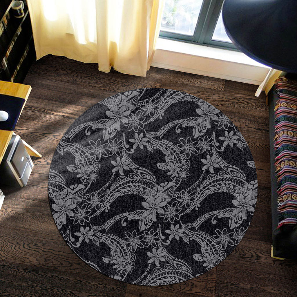 Hawaii Round Rug Polynesian Print Fabric And Flower
