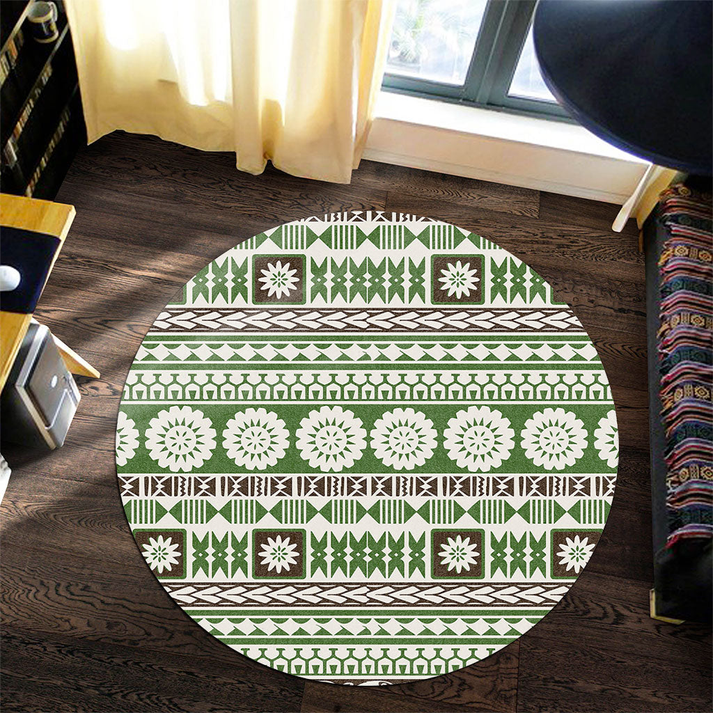 Fiji Round Rug Tapa Pattern