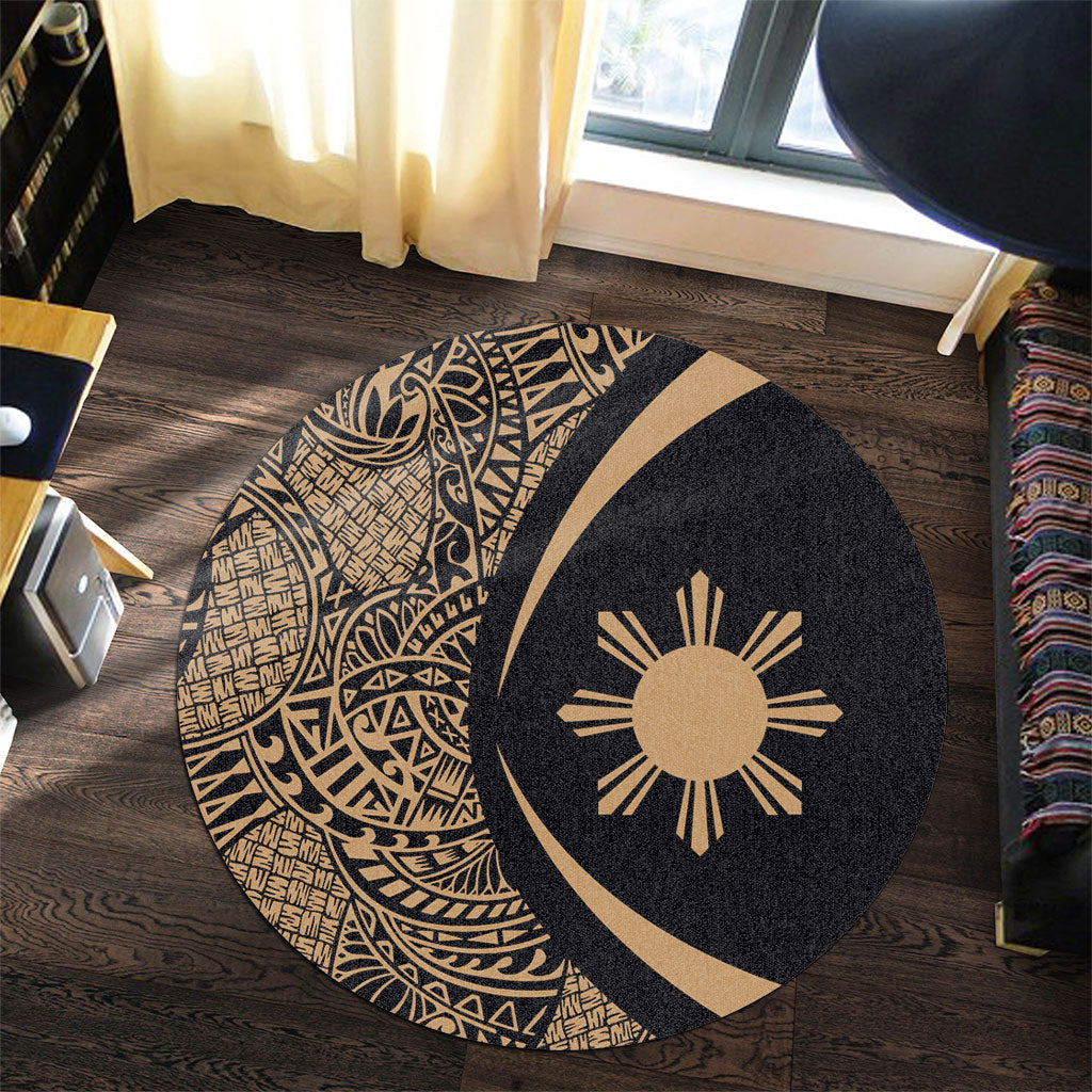 Philippines Filipinos Round Rug Lauhala Gold Circle Style
