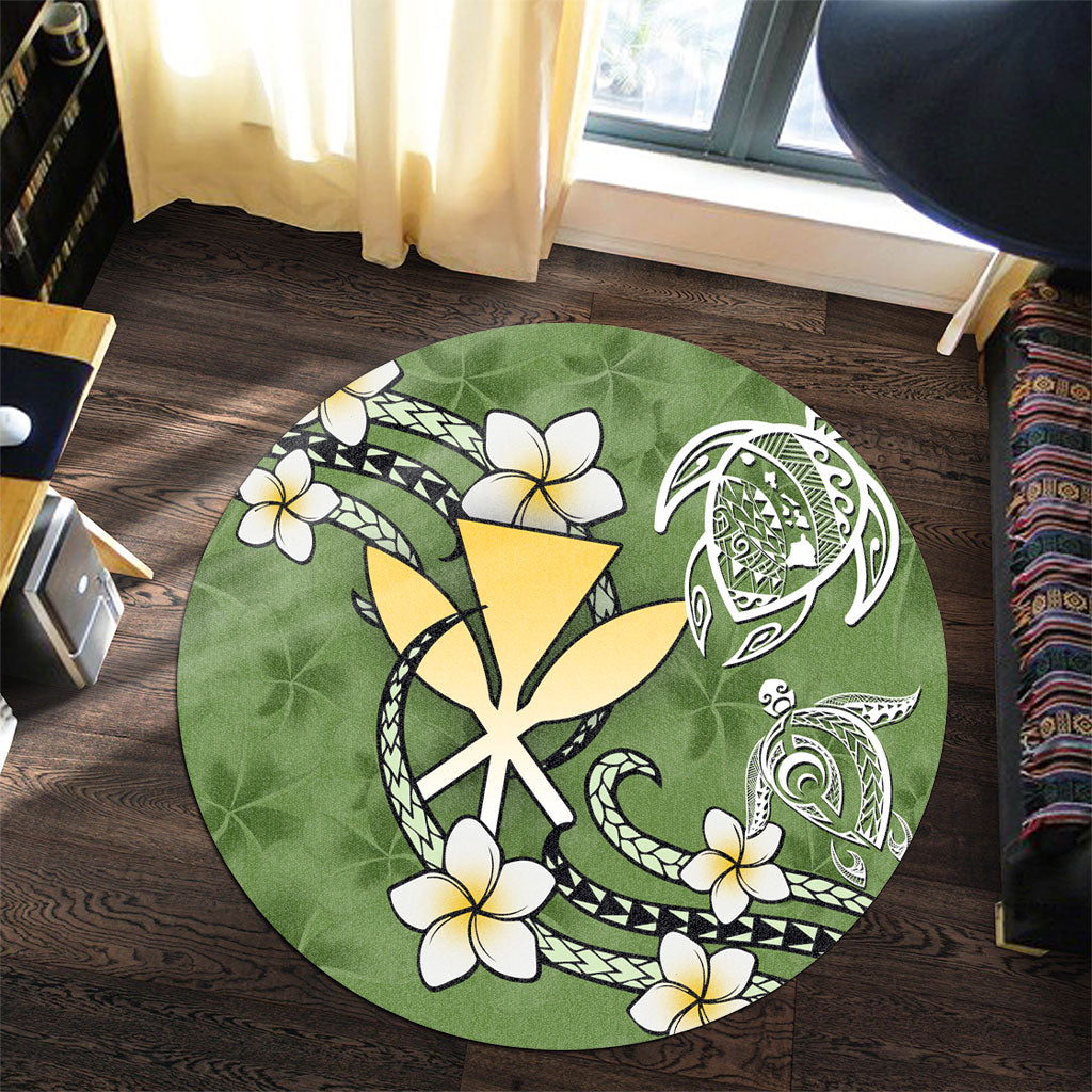 Hawaii Round Rug Kanaka And Turtle Map Plumeria Polynesia