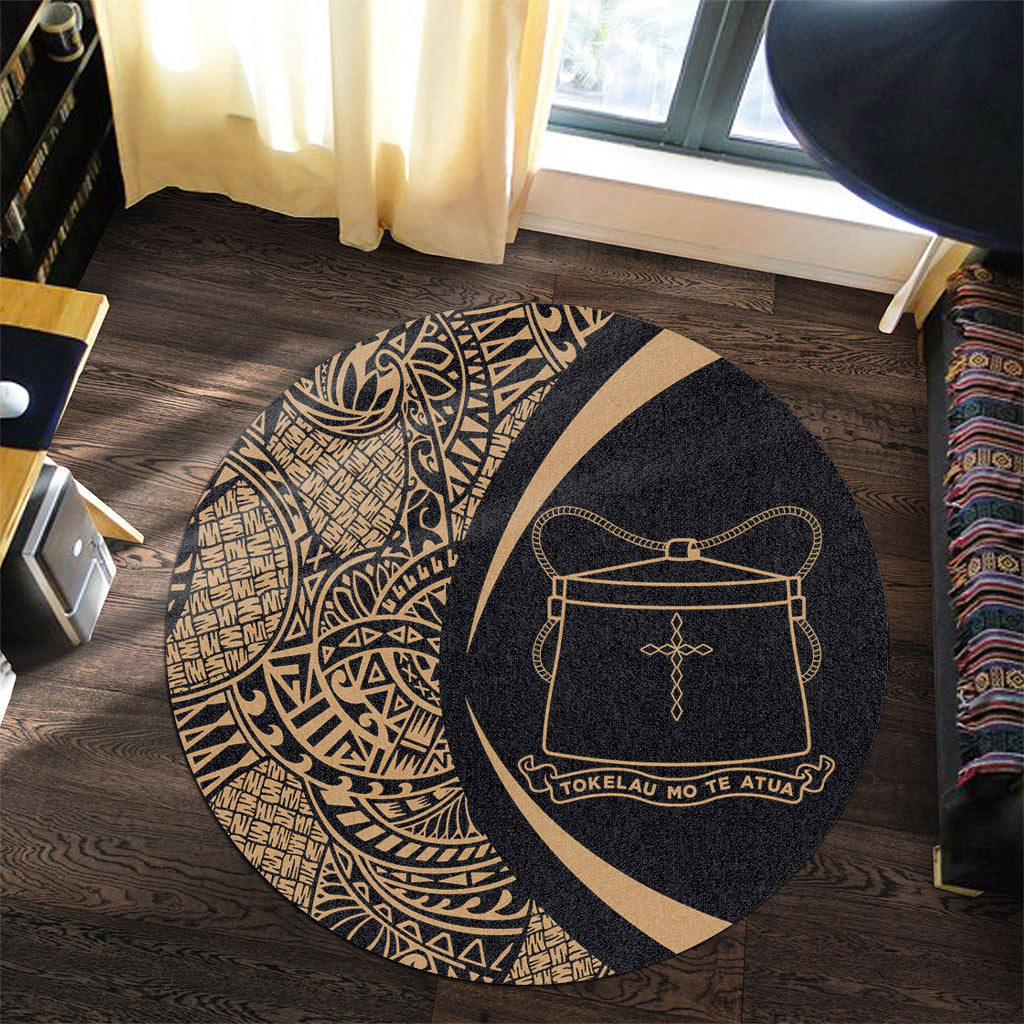 Tokelau Round Rug Lauhala Gold Circle Style