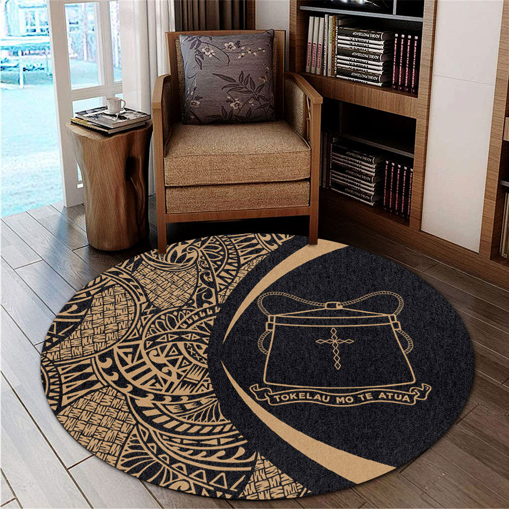 Tokelau Round Rug Lauhala Gold Circle Style
