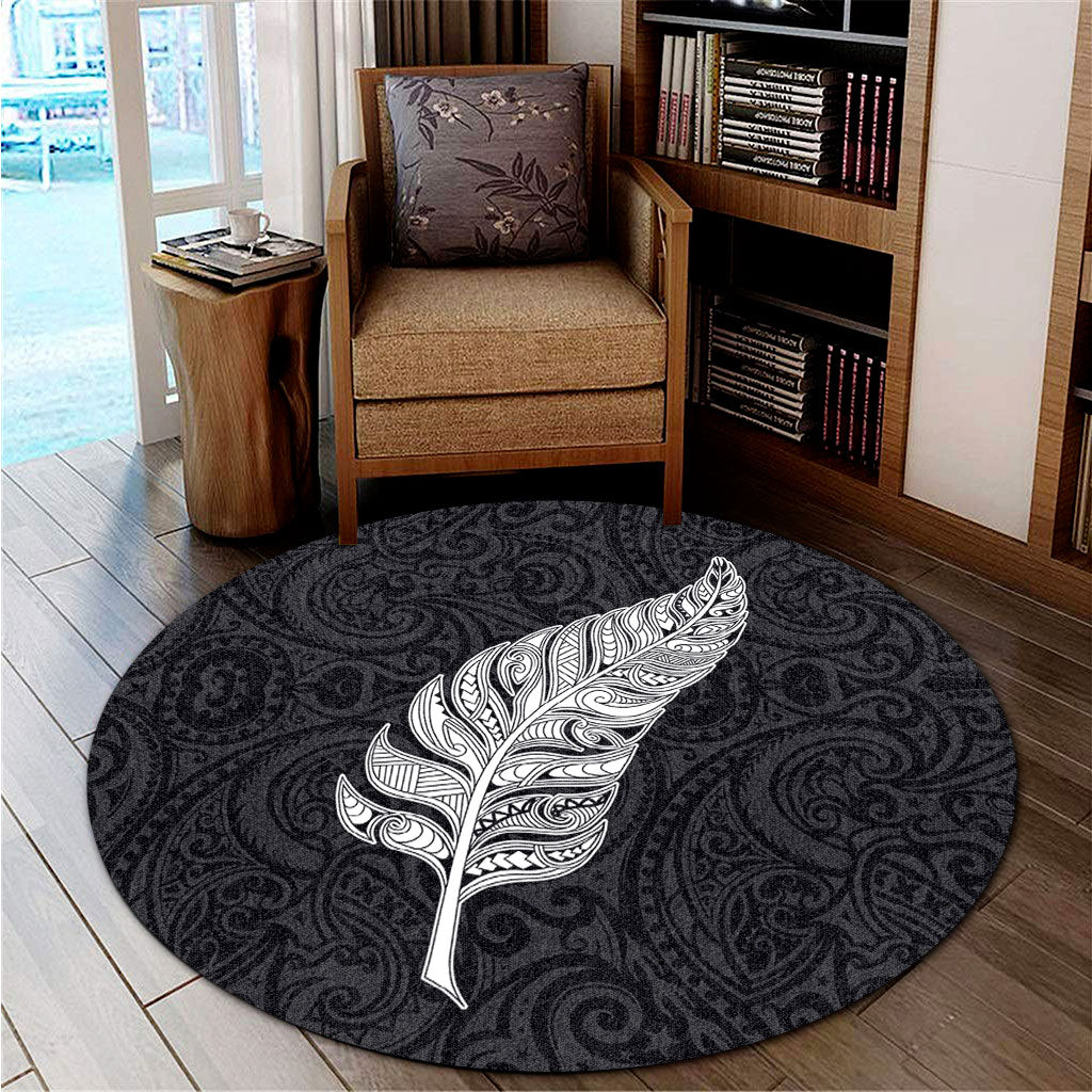 New Zealand Round Rug Maori Silver Fern Simple Style