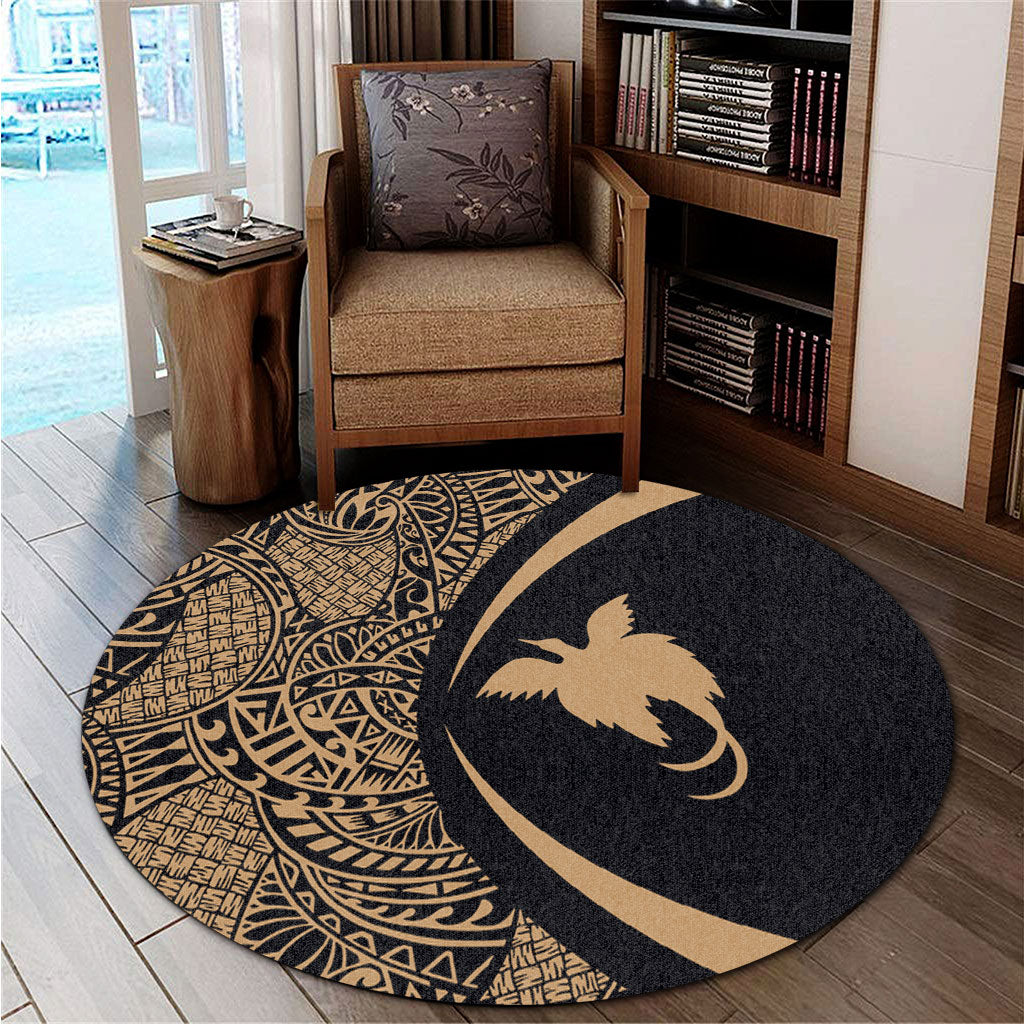 Papua New Guinea Round Rug Lauhala Gold Circle Style