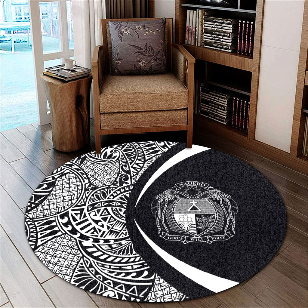 Nauru Round Rug Lauhala White Circle Style