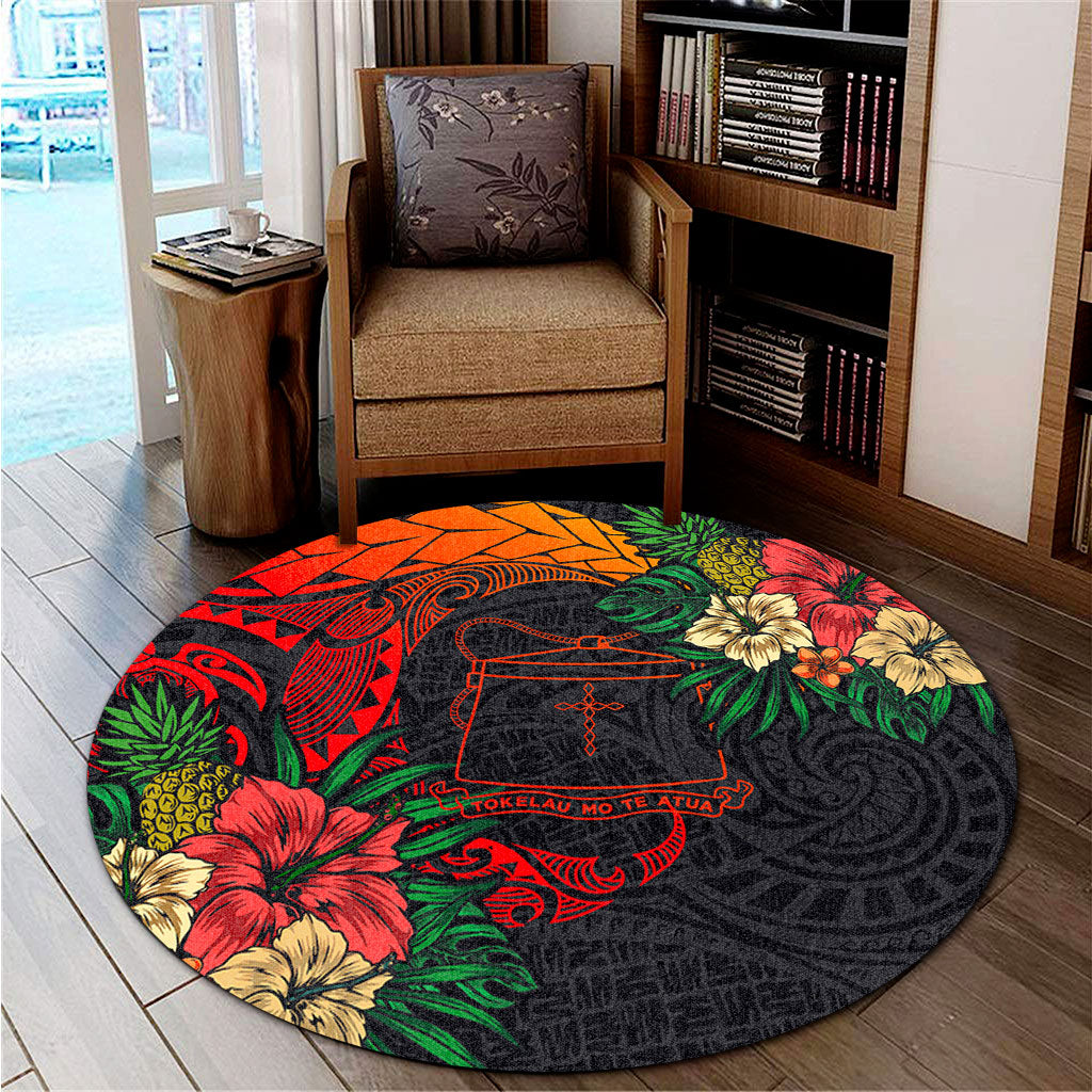 Tokelau Round Rug Polynesian Coat Of Arms Tropical