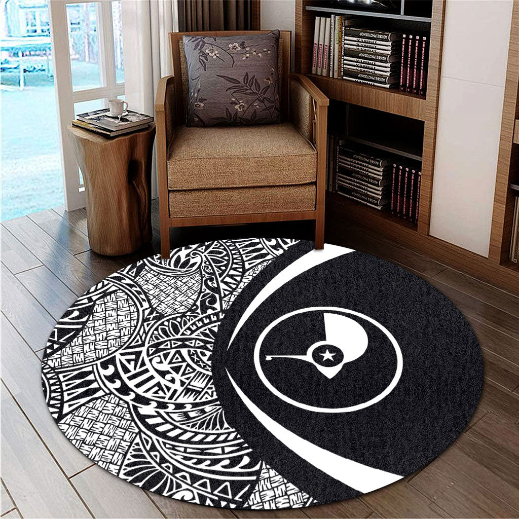 Yap State Round Rug Lauhala White Circle Style