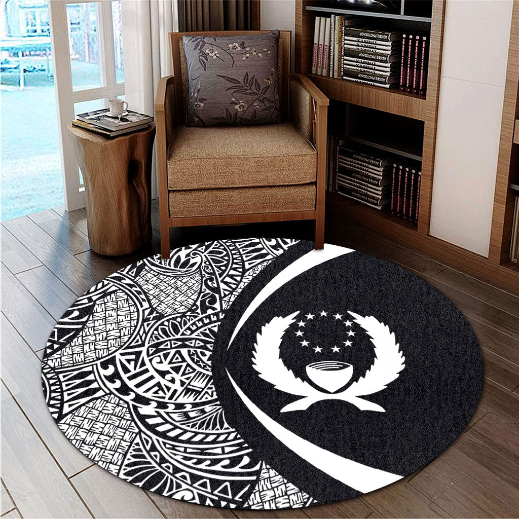 Pohnpei State Round Rug Lauhala White Circle Style