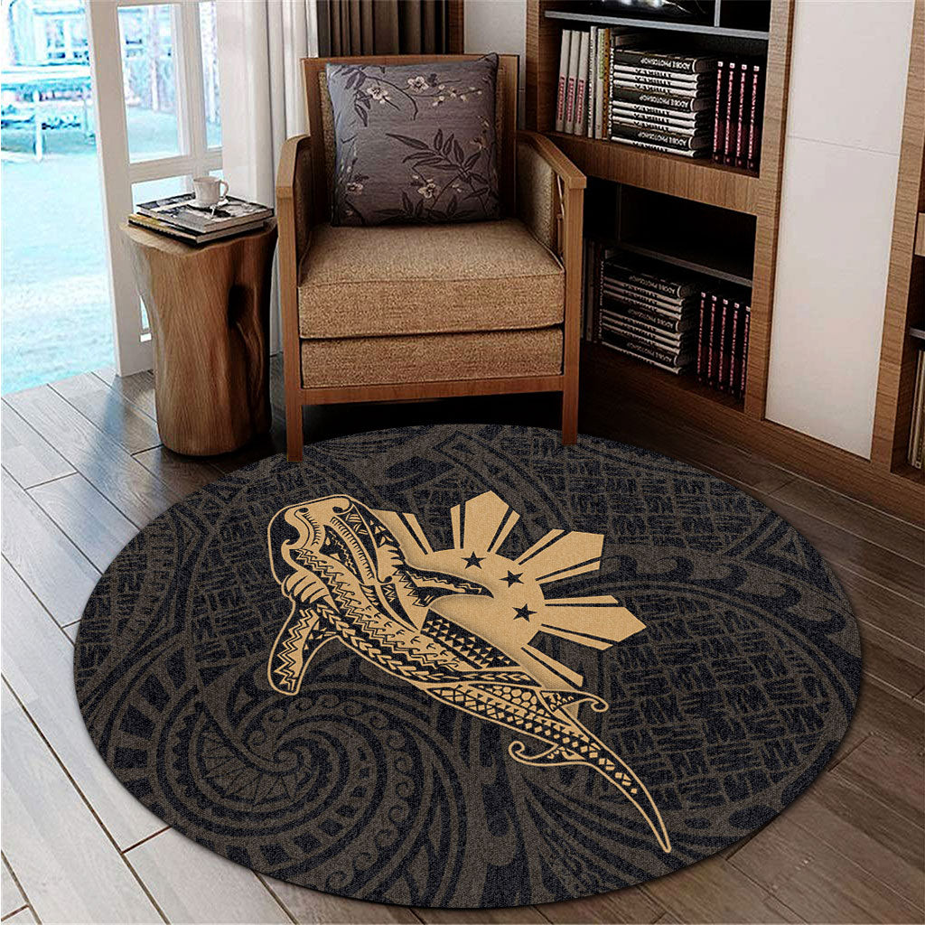 Philippines Filipinos Round Rug Tribal Whale Shark